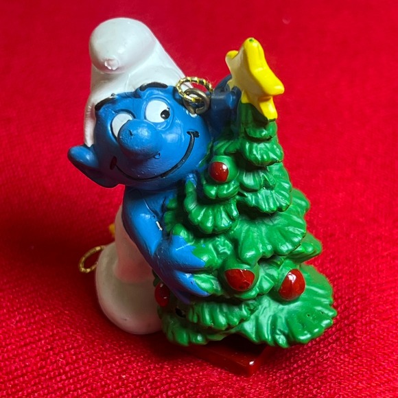 Vintage Smurf Christmas Ornament Peyo Schleich 1981 Portugal Tree Decor PVC - Picture 1 of 6